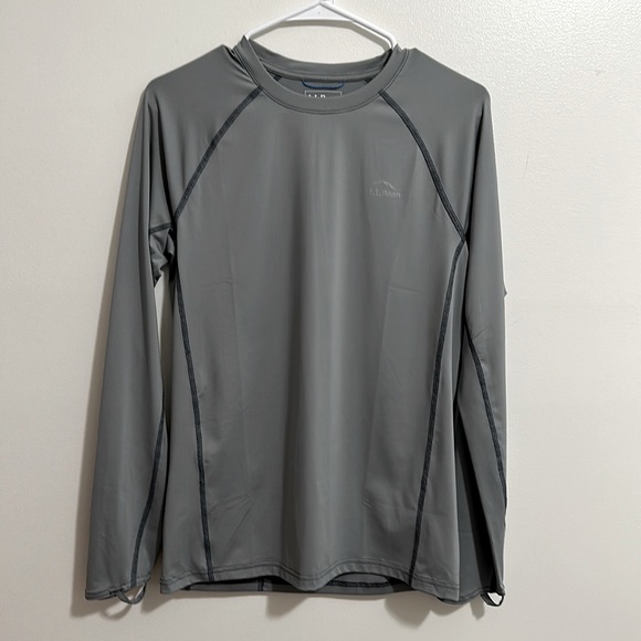 NWT LL Bean Gray Swift River Cooling Long Sleeve Rash Guard 50 UPF Mens Small - Picture 1 of 6